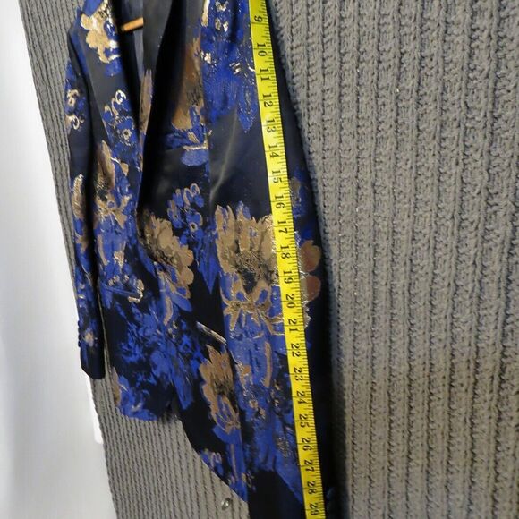 Moss London Mens Party Satin Gold Metallic Floral Skinny Button Jacquard Coat M - Picture 14 of 16